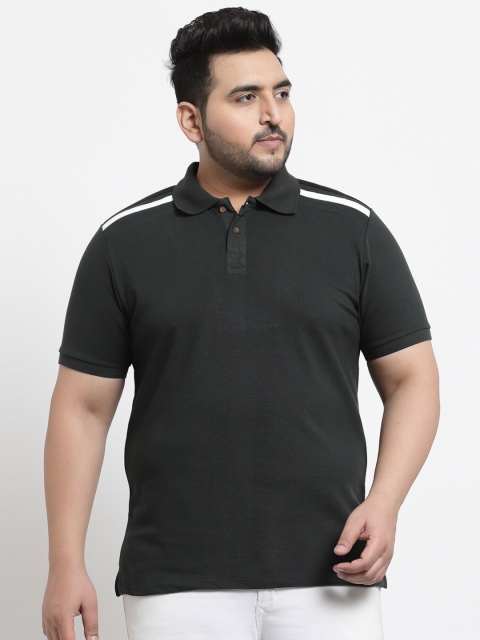 

Kalt Men Black And White Polo Collar Plus Size T-shirt