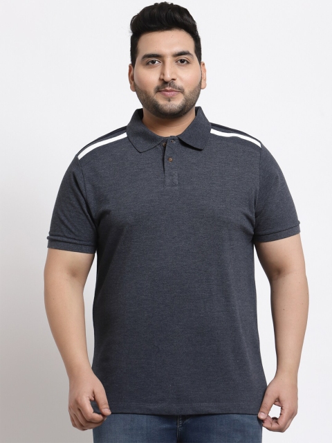 

Kalt Men Blue Polo Collar T-shirt plus size