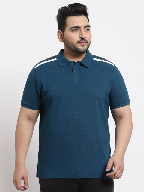 

Kalt Plus Men Teal Polo Collar T-shirt