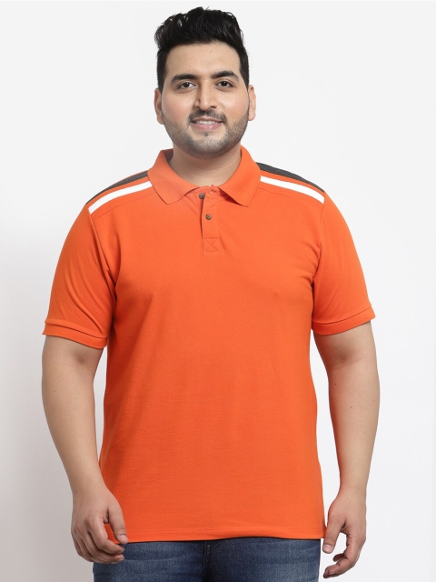 

Kalt Men Plus Size Orange Polo Collar T-shirt