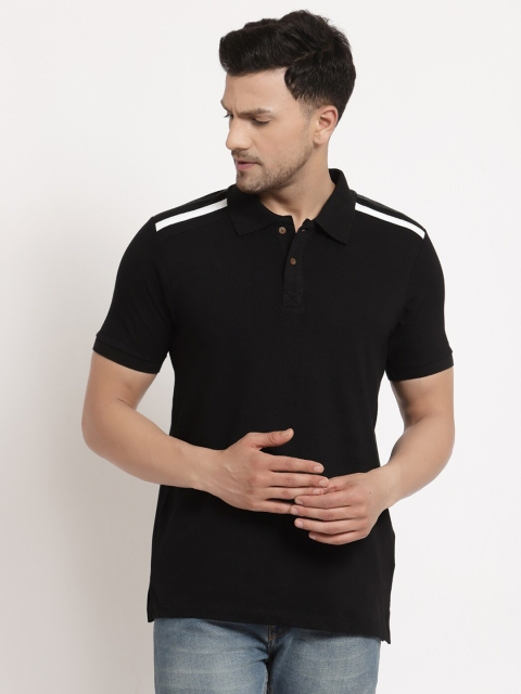 

Kalt Men Black & White Polo Collar T-shirt