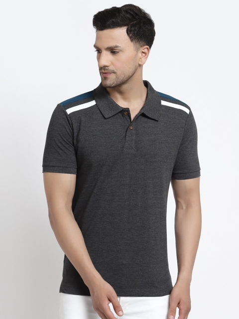 

Kalt Men Charcoal Polo Collar Regular Fit T-shirt