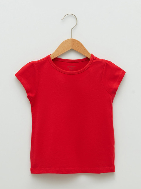 

LC Waikiki Girls Red Puff Sleeves Pure Cotton T-shirt