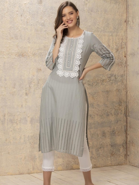 

Lakshita Women Green Thread Work Kurta