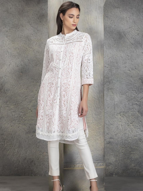 

Lakshita Women White Thread Work Kurta