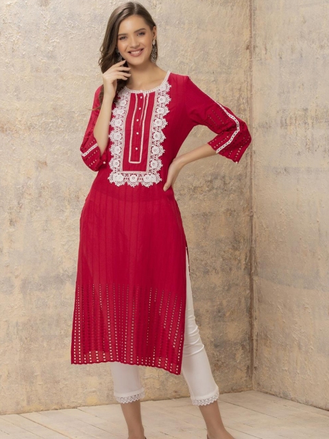 

Lakshita Women Red Thread Work Kurta