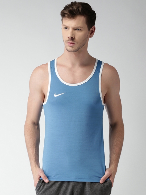 

Nike Men Blue Solid Round Neck DriFIT SL CROSSOVER T-shirt