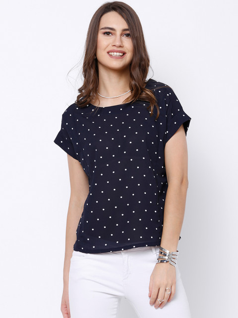 

Tokyo Talkies Women Navy Printed Top, Navy blue