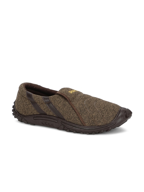 

Khadims Men Olive Green Woven Design Slip-On Sneakers