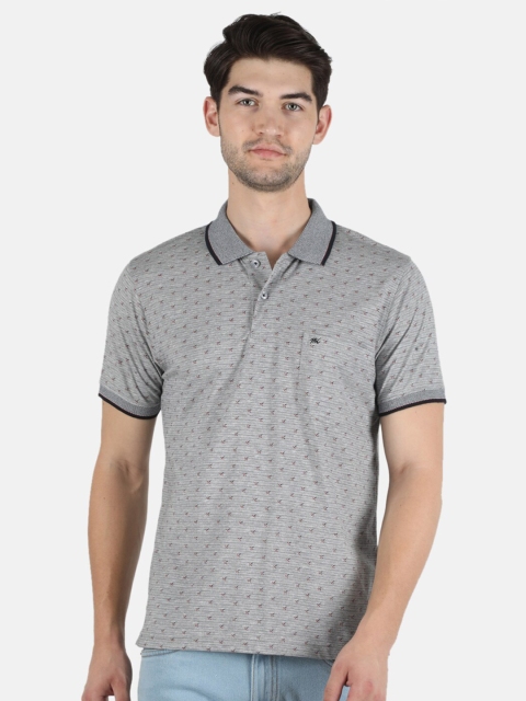 

Monte Carlo Men Grey Printed Polo Collar Cotton T-shirt