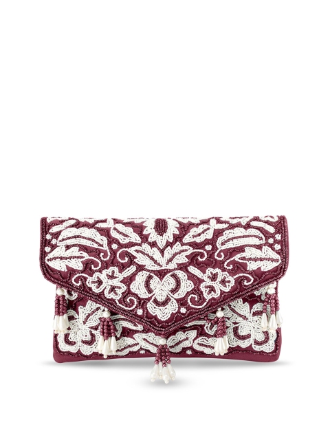 

Peora Women Maroon Embroidered And Beads Embellished Clutches