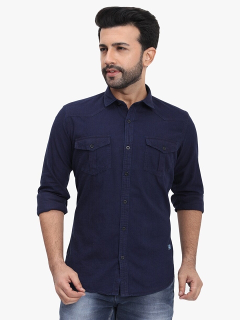 

DCot By Donear Men Blue Comfort Casual Shirt