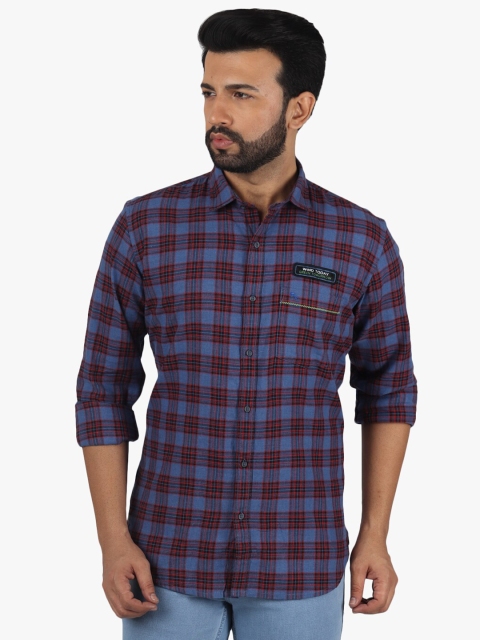 

DCot By Donear Men Blue Comfort Tartan Checks Checked Casual Shirt