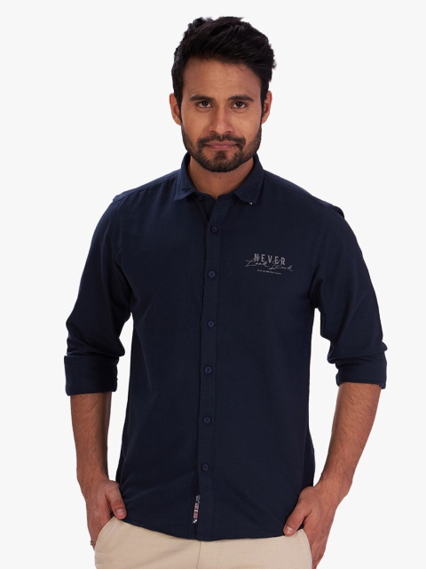 

DCot By Donear Men Blue Comfort Casual Cotton Shirt