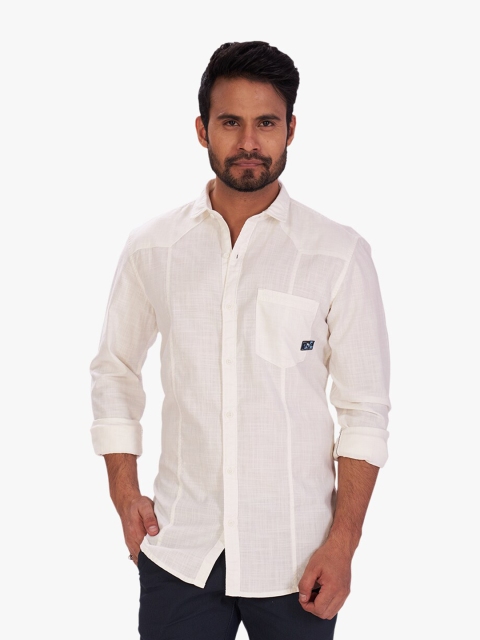 

DCot By Donear Men White Comfort Casual Cotton Shirt