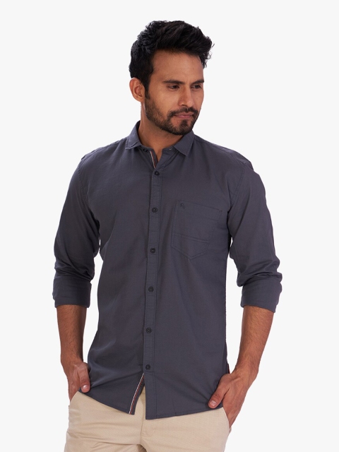 

DCot By Donear Men Grey Comfort Casual Cotton Shirt