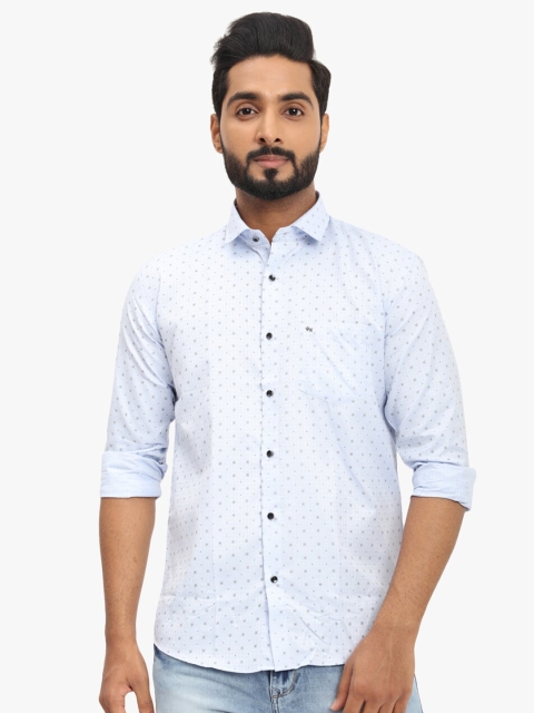 

DCot By Donear Men Blue Comfort Printed Casual Shirt