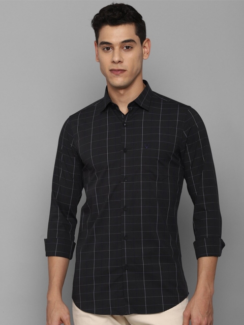 

Allen Solly Men Black Slim Fit Windowpane Checks Checked Casual Shirt