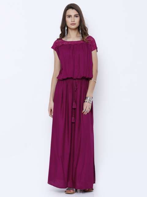 

Tokyo Talkies Women Burgundy Solid Maxi Dress