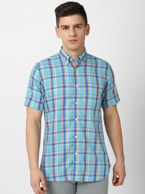 

Van Heusen Sport Men Blue Slim Fit Tartan Checks Casual Shirt