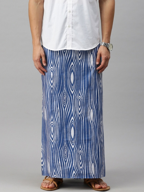 

Ulama Men Blue Printed Pure Cotton Stitched Dhotis