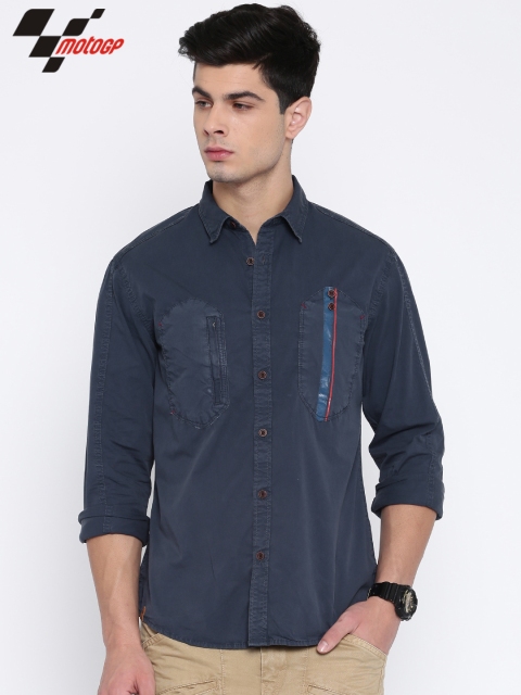 

RDSTR Men Blue MotoGP Slim Fit Solid Casual Shirt