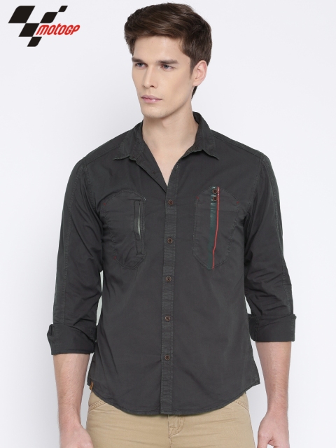 

RDSTR Men Charcoal Grey MotoGP Slim Fit Casual Shirt