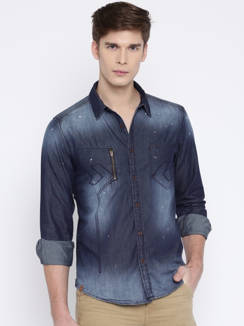 

Roadster Men Blue Slim Fit Faded Casual Shirt