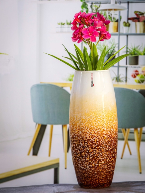 

GOODHOMES Transparent & Brown Textured Glass Vases
