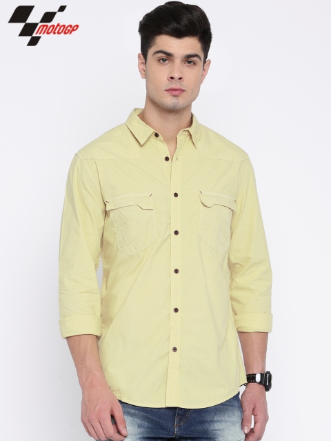 

RDSTR Men Beige MotoGP Slim Fit Solid Casual Shirt