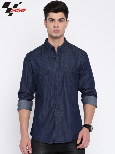 

RDSTR Men Navy MotoGP Slim Fit Casual Shirt, Navy blue