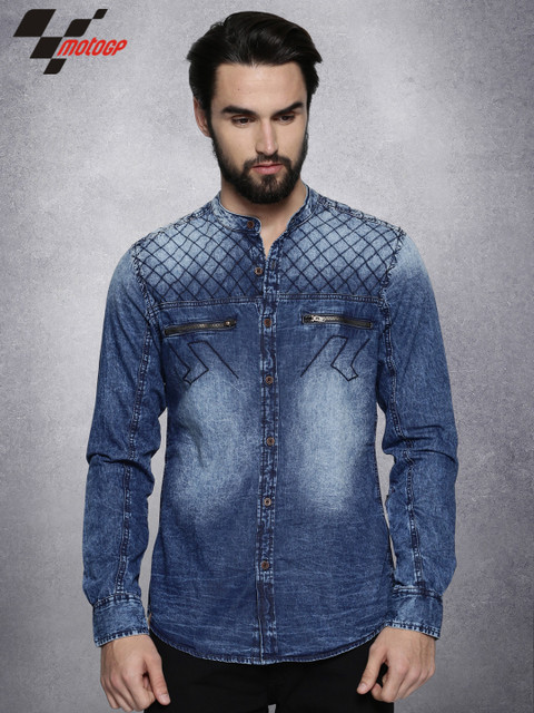

Roadster MotoGP Men Blue Slim Fit Faded Casual Shirt