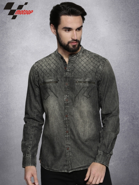 

Roadster MotoGP Men Grey Slim Fit Faded Casual Shirt
