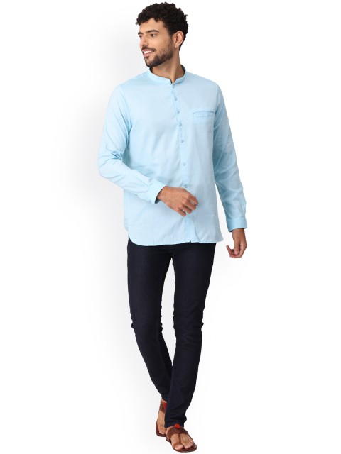

NIRVAAN Men Blue Casual Pure Cotton Shirt