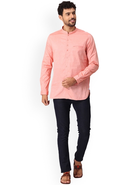 

NIRVAAN Orange Pure Mandarin Collar Cotton Kurti