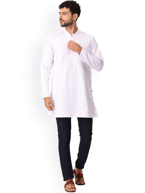 

NIRVAAN Men White Straight Mandarin Collar Kurta
