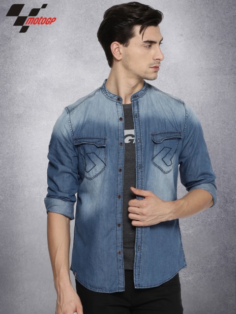 

Roadster Men Blue Slim Fit Faded Denim Casual Shirt