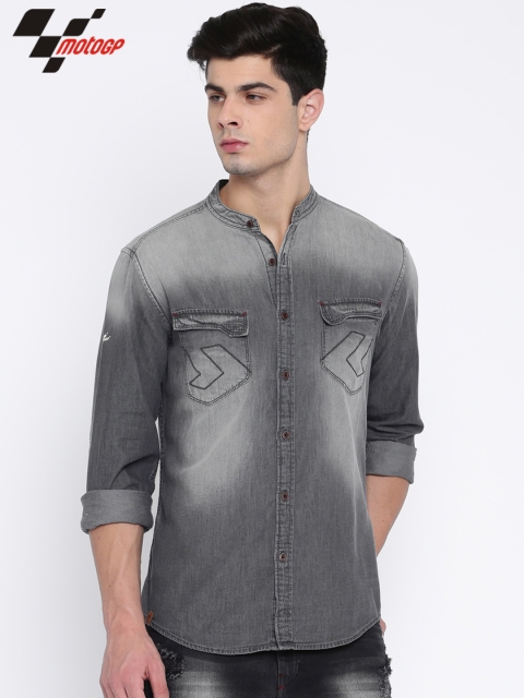 

RDSTR Men Grey MotoGP Slim Fit Faded Casual Shirt
