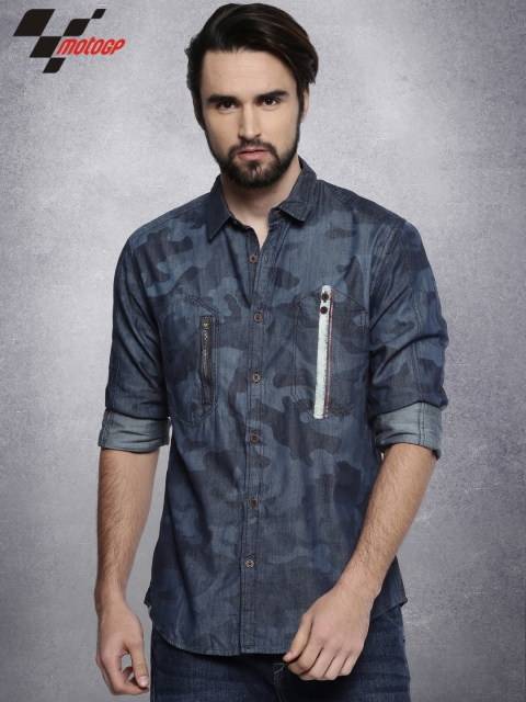 

RDSTR Men Blue Slim Fit Printed Casual Shirt