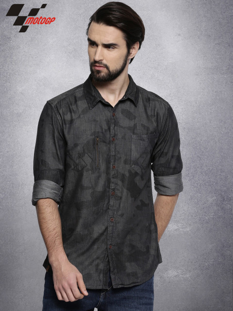 

RDSTR Men Black Slim Fit Printed Casual Shirt