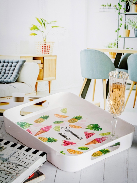 

Stehlen White Printed Rectangular Serving Tray