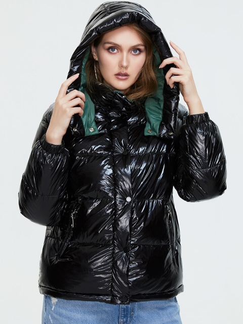 

URBANIC Women Black Solid Quilted Puffer Coat