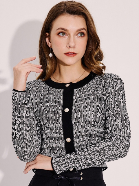 

URBANIC Women Black Printed Sweater Coat