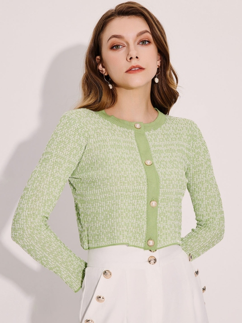 

URBANIC Women Green Printed Sweater Coat