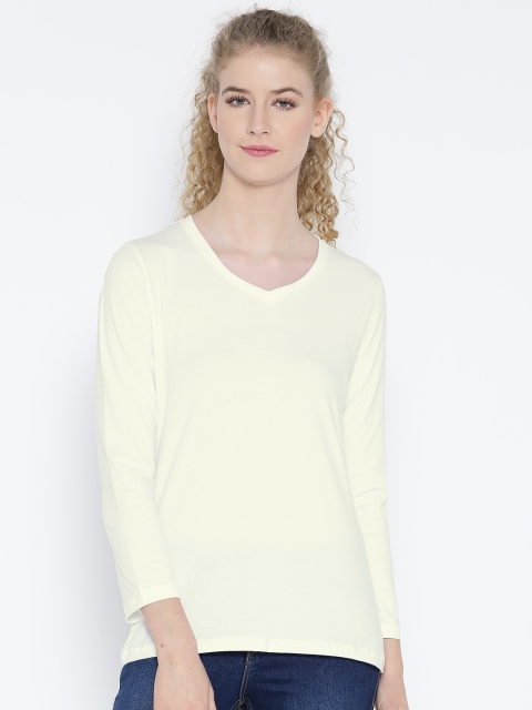 

Jockey Women White Printed Back V-Neck T-shirt