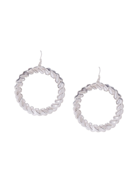 

ADORN by Nikita Ladiwala Silver-Toned Circular Drop Earrings