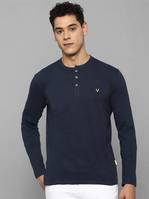 

Allen Solly Men Navy Blue Henley Neck T-shirt