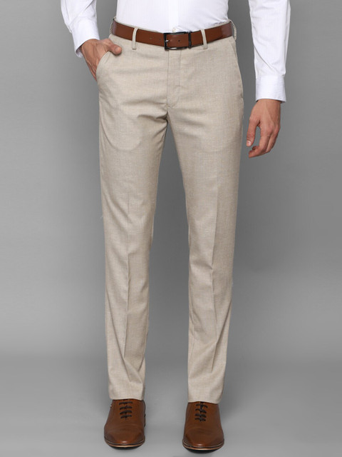 

Louis Philippe Men Beige Textured Slim Fit Trousers