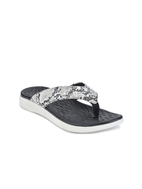 

Ganuchi Women White & Black Slip-On Flip-Flops