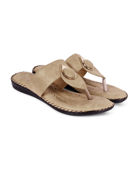 

XE LOOKS Women Beige Embellished Open Toe Flats